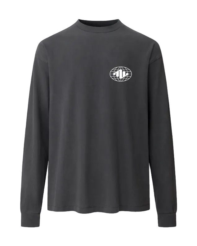 Globe Heavyweight Long Sleeve Front Charcoal