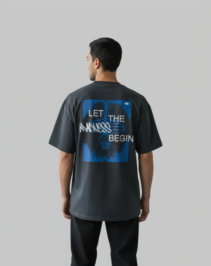 Madness Heavyweight Tee Charcoal Back
