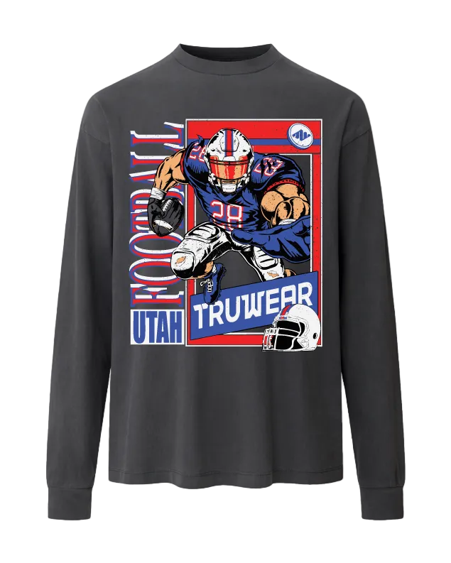 Truwear Football Heavyweight Long Sleeve Front Charcoal