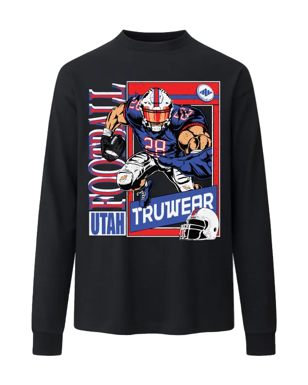 Truwear Football Heavyweight Tee Long Sleeve Front Black