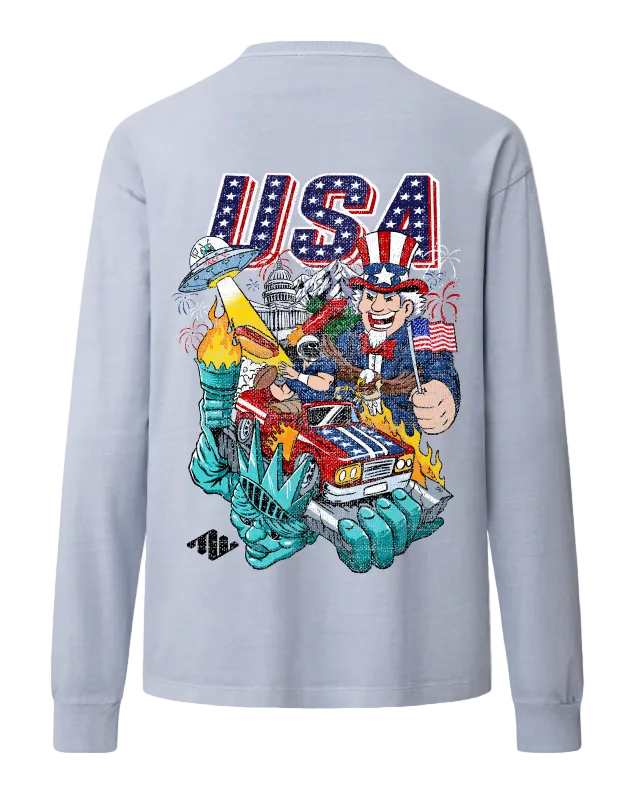 USA Heavyweight Long Sleeve Back Powder Blue