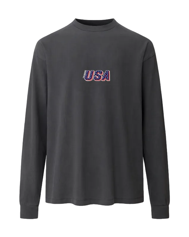 USA Heavyweight Long Sleeve Front Charcoal