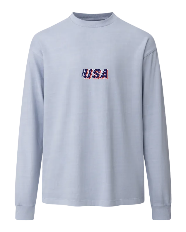 USA Heavyweight Long Sleeve Front Powder Blue