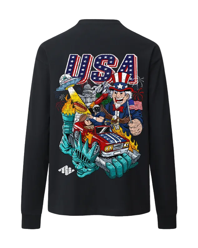 USA Heavyweight Long Sleeve Back Black