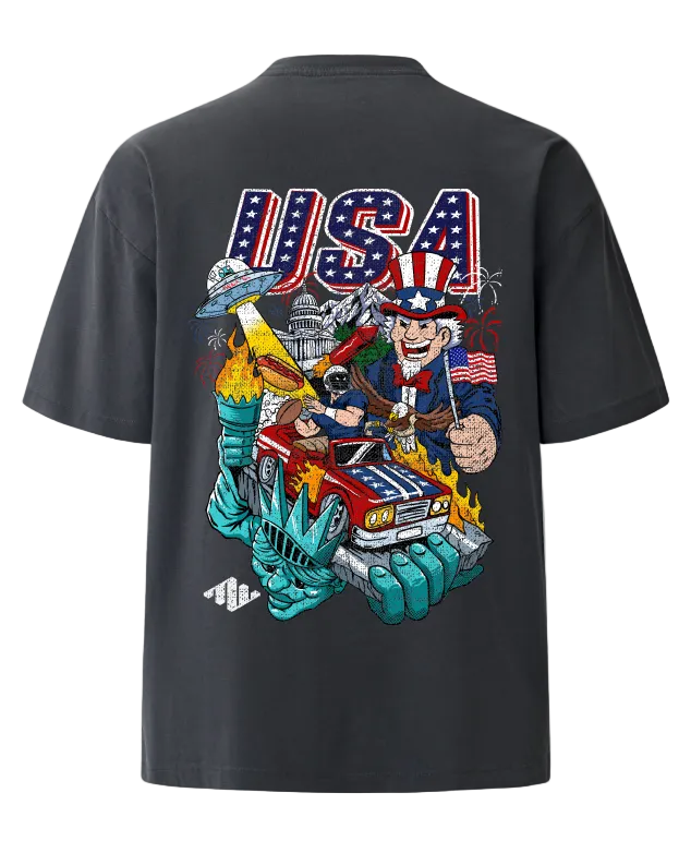 USA Heavyweight Tee Back Charcoal