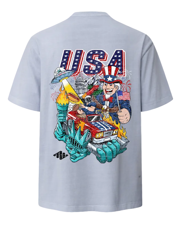 USA Heavyweight Tee Back Powder Blue