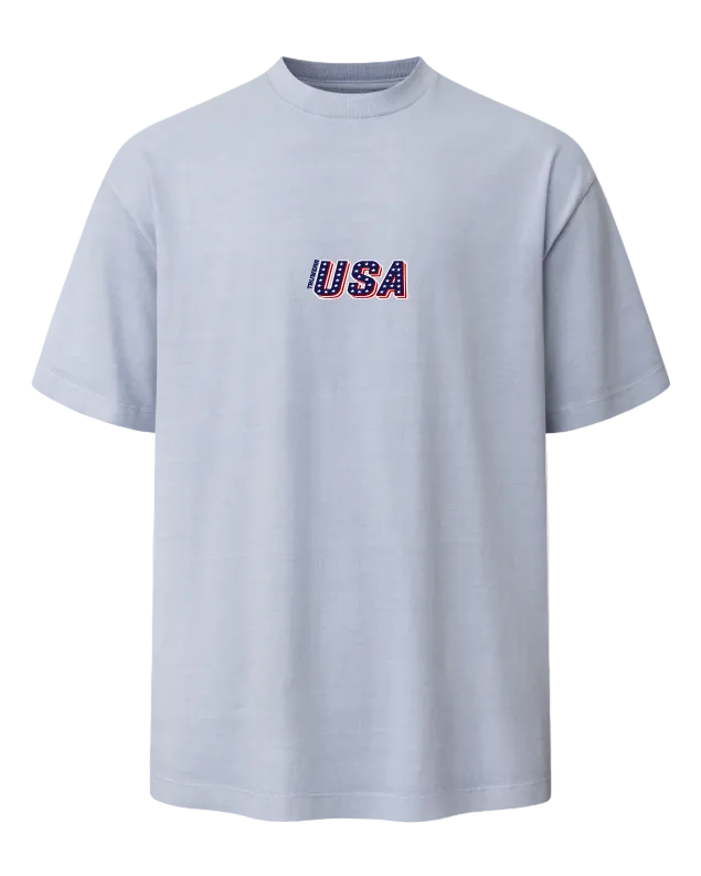 USA Heavyweight Tee Front Powder Blue