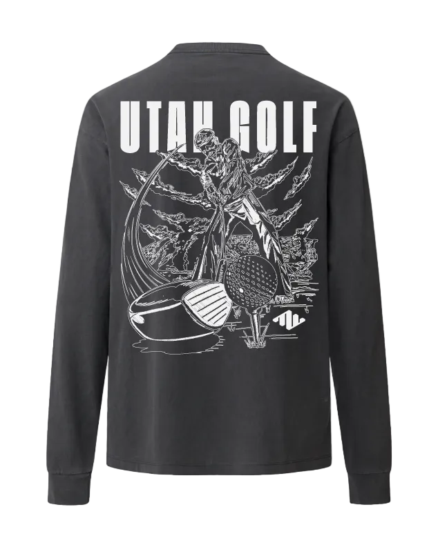 Utah Golf Heavyweight Long Sleeve Charcoal Back