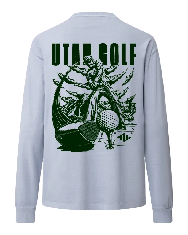 Utah Golf Heavyweight Long Sleeve Powder Blue Back