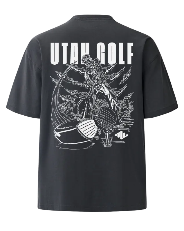 Utah Golf Heavyweight Tee Charcoal Back