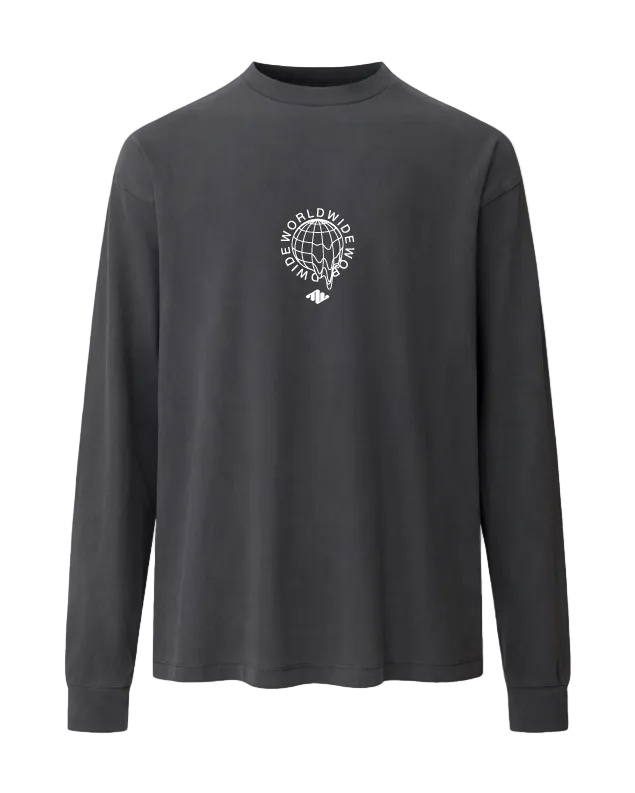 Worldwide Heavyweight Long Sleeve Charcoal Front